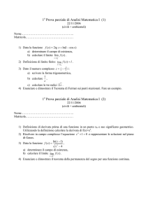 1 Prova parziale di Analisi Matematica I (1)