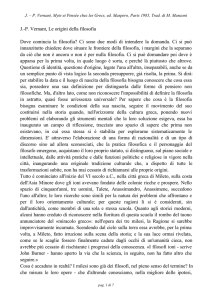 J.-P. Vernant, Le origini della filosofia Dove comincia la filosofia? Ci