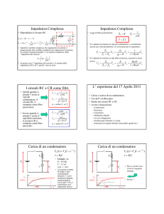Impedenza Complessa Impedenza Complessa I circuiti RC e CR