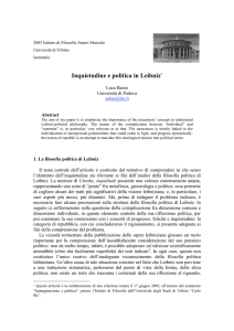 Inquietudine e politica in Leibniz