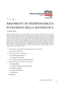 ARGOMENTI DI INDISPENSABILITÀ IN FILOSOFIA DELLA