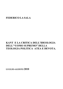 kant e la critica dell`ideologia dell` "uomo supremo"