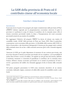 La SAM della provincia di Prato ed il contributo cinese all`economia