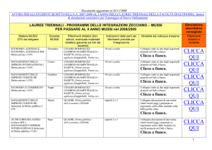 docenti, programmi e testi per le integrazioni