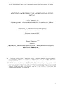 Aspetti genetici: interazioni fra nutrienti ed espressione genica