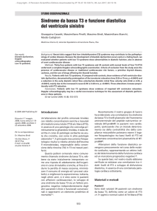 Sindrome da bassa T3 e funzione diastolica del ventricolo sinistro