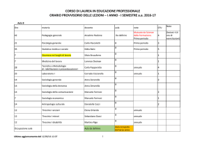 CORSO DI LAUREA IN EDUCAZIONE PROFESSIONALE ORARIO