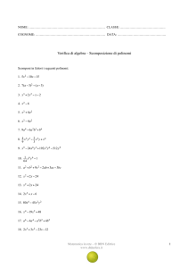 Verifica di algebra – Scomposizione di polinomi