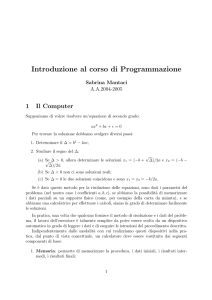 Introduzione al corso di Programmazione