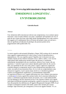 EMOZIONI E LONGEVITA`. UN`INTRODUZIONE