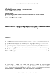 Rappresentazione strategica del mercato e segmentazione in