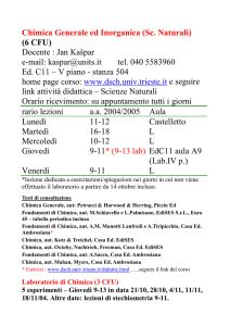 Chimica Generale ed Inorganica (Sc. Naturali) (6 CFU) Docente