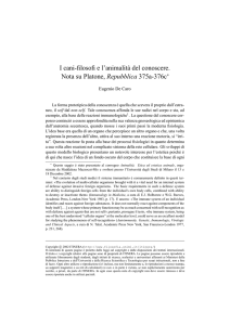 I cani-filosofi e l`animalità del conoscere. Nota su Platone