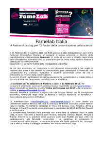 Famelab Italia. A Padova il casting per l`X Factor della
