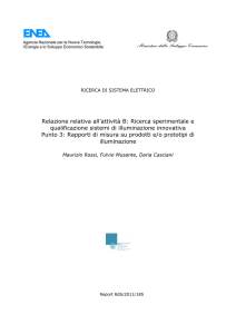 Relazione relativa all`attività B: Ricerca sperimentale e