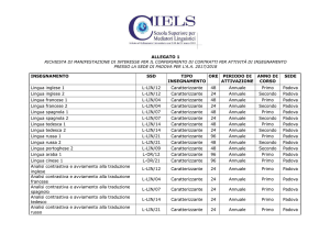 ALLEGATO 1 INSEGNAMENTO SSD TIPO INSEGNAMENTO ORE
