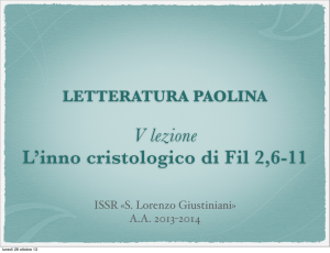 V lezione L`inno cristologico di Fil 2,6-11