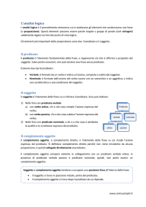 Predicato, soggetto e oggetto