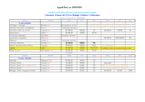 Appelli Bcm a.a. 2009-2010 Calendario d`esami del CCS in Biologia