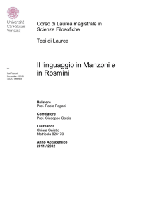 Il linguaggio in Manzoni e in Rosmini