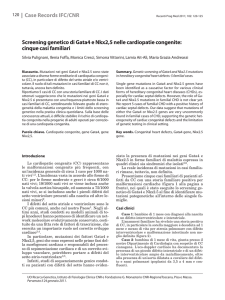 Screening genetico di Gata4 e Nkx2,5 nelle cardiopatie congenite