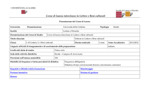 Corso di laurea interclasse in Lettere e Beni culturali