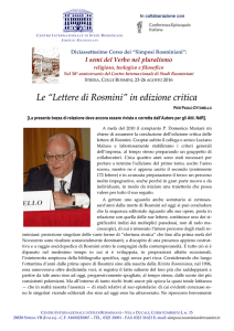 “Lettere di Rosmini” in edizione critica