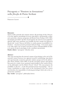 Psicogenia o “Pensiero in formazione” nella filosofia di Pietro Siciliani