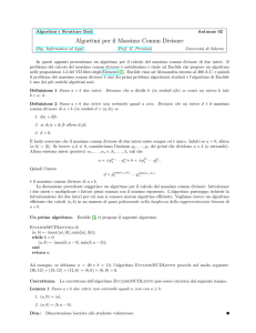 Calcolo del Massimo Comun Divisore