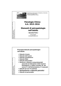 Elementi di psicopatologia nell`adulto 2015