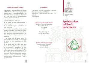 Specializzazione in Filosofia per la bioetica