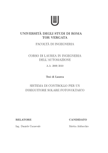 Sistema di controllo e realizzazione di un inseguitore solare