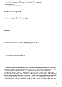 Perché si uccide in guerra? Cosa può dire agli storici l`antropologia