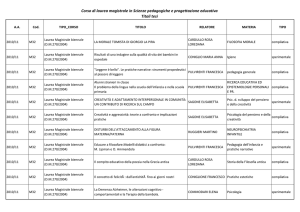 Corso di laurea magistrale in Scienze pedagogiche e progettazione