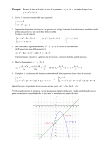 Esempio: Trovare le intersezioni tra la retta di equazione 5 =− yx e la