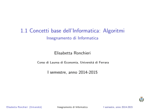 Algoritmi - Insegnamento di Informatica