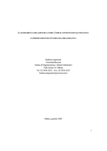 La solidarietà nelle relazioni di lavoro. Come il contesto sociale