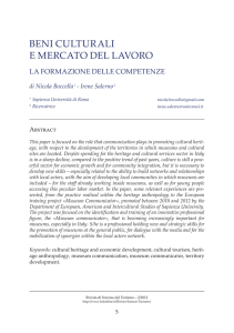 Beni culturali e mercato del lavoro. La formazione