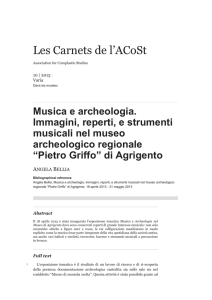 Musica e archeologia. Immagini, reperti, e strumenti musicali n