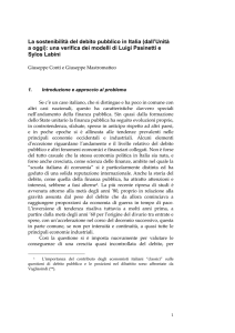 La sostenibilità del debito pubblico in Italia