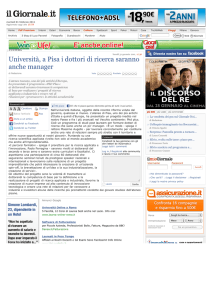 Università, a Pisa i dottori di ricerca saranno anche manager