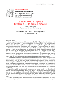 La fede: dono e risposta Credere a …: la gioia di