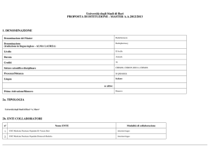 Proposta di istituzione/Piano didattico