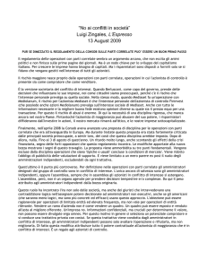 “No ai conflitti in società” Luigi Zingales, L`Espresso 13 August 2009