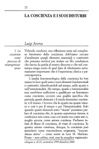 LA COSCIENZA E I SUOI DISTURBI