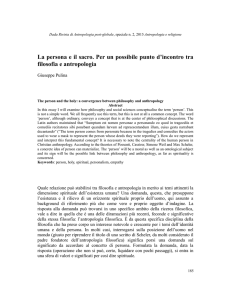 La persona e il sacro. Per un possibile punto d`incontro tra filosofia e