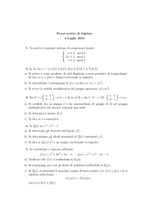 Prova scritta di Algebra 4 Luglio 2013 1. Si risolva il seguente