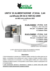 UNITA` DI ALIMENTAZIONE 27,6Vdc 3,4A certificate EN 54