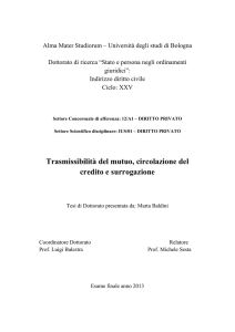 Trasmissibilità del mutuo, circolazione del credito e surrogazione