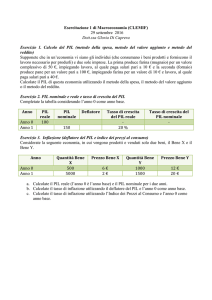 Esercitazione 1 di Macroeconomia (CLEMIF) 29 settembre 2016